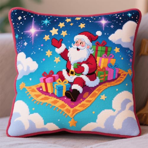 Latch Cushion Set, Cartoon-Weihnachtsmann Knotting and Weaving Set, 43x43cm, Handmade Cushion Craft Kits, Knotting Craft Kits for Beginners Latch Cushion Set, Cartoon-Weihnachtsmann Knotting and Weaving Set, 43x43cm, Handmade Cushion Craft Kits, Knotting Craft Kits for Beginners von Henypt