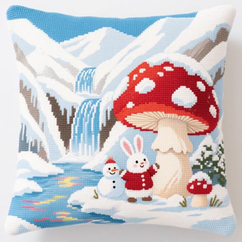 Latch Cushion Set, Tier Kaninchen und Pilze Knotting and Weaving Set, 43x43cm, Handmade Cushion Craft Kits, Knotting Craft Kits for Beginners Latch Cushion Set, Tier Kaninchen und Pilze Knotting and Weaving Set, 43x43cm, Handmade Cushion Craft Kits, Knotting Craft Kits for Beginners von Henypt