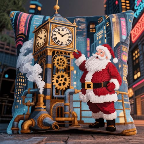 Latch Hook Cushion Kit, Cartoon-Weihnachtsmann Latch Cushion Set for Beginners Adults, Diy Knüpfen Set Kissen Knüpfen Handarbeit 43x43cm Latch Hook Cushion Kit, Cartoon-Weihnachtsmann Latch Cushion Set for Beginners Adults, Diy Knüpfen Set Kissen Knüpfen Handarbeit 43x43cm von Henypt