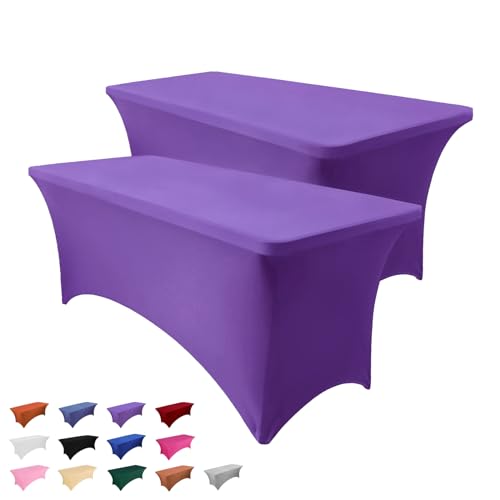Heochy Tischdecke für rechteckige Tische, 1,8 m, Schwarz, rechteckig, dehnbar, Spandex, Tischdecke für Geburtstag, Cocktail, Hochzeit, Party, 2 Stück Heochy Tischdecke für rechteckige Tische, 1,8 m, Schwarz, rechteckig, dehnbar, Spandex, Tischdecke für Geburtstag, Cocktail, Hochzeit, Party, 2 Stück von Heochy