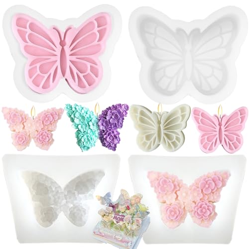 3D-Blumen- und Schmetterlings-Silikonformen, Mini-Schmetterlingskerzen, Epoxidharz-Formen für Kerzenherstellung, Harzguss, Silikonform, DIY, Kerzen, Seife, Gips, Fondant, Kuchendekoration, 4 Stück 3D-Blumen- und Schmetterlings-Silikonformen, Mini-Schmetterlingskerzen, Epoxidharz-Formen für Kerzenherstellung, Harzguss, Silikonform, DIY, Kerzen, Seife, Gips, Fondant, Kuchendekoration, 4 Stück von Heogacinlia
