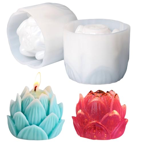 Lotusblüten-Silikonform für Seife, Lotusblume, 3D-Lotusblume, einzigartige 3D-Lotuskerzenherstellung, Form für Fondant, Kerzen, handgefertigte Seife, Harz, Schokolade, Badebombe, 2 Stück von Heogacinlia
