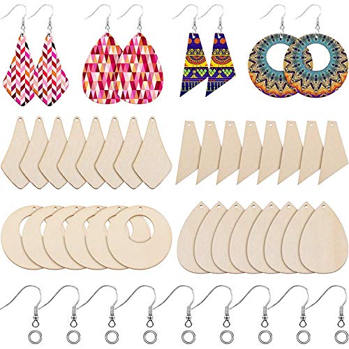 Heozlion 120 StüCk Holzohrring AnhäNger Unvollendete Holzrohlinge mit 120 Ohrringhaken für Ohrringe Schmuck DIY Heozlion 120 StüCk Holzohrring AnhäNger Unvollendete Holzrohlinge mit 120 Ohrringhaken für Ohrringe Schmuck DIY von Heozlion