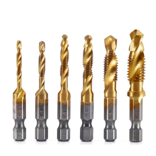 Heozlion 6 Stück M3 M 4 M5 M6 M8 M10 Sechskantschaft Titanbeschichtet HSS Gewindebohrer Metrisch Gewindebohrer Schraube Maschine Compound Gewindebohrer Heozlion 6 Stück M3 M 4 M5 M6 M8 M10 Sechskantschaft Titanbeschichtet HSS Gewindebohrer Metrisch Gewindebohrer Schraube Maschine Compound Gewindebohrer von Heozlion