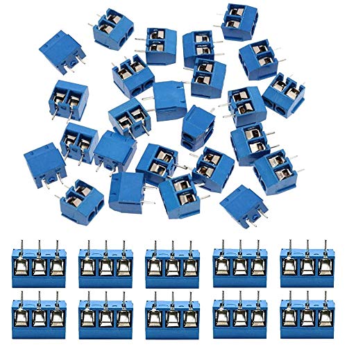Heozlion 60 StüCk 5Mm Pitch 2 Pin & 3 Pin PCB Mount Schraub Klemmen Block Anschluss für (50 X 2 Pin, 10 X 3 Pin) von Heozlion