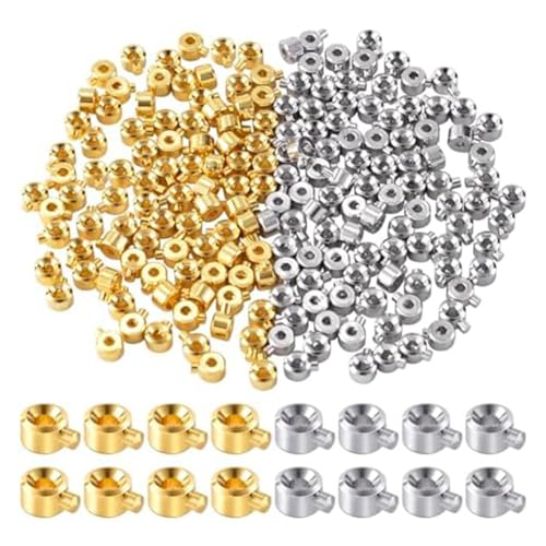 Heozlion 80 Stück Quetschperlen Zur Schmuckherstellung, Gold- und Silber-Abstandsperlen, Metallperlenstopper, Quetschperlen für Armbänder und Halsketten Heozlion 80 Stück Quetschperlen Zur Schmuckherstellung, Gold- und Silber-Abstandsperlen, Metallperlenstopper, Quetschperlen für Armbänder und Halsketten von Heozlion