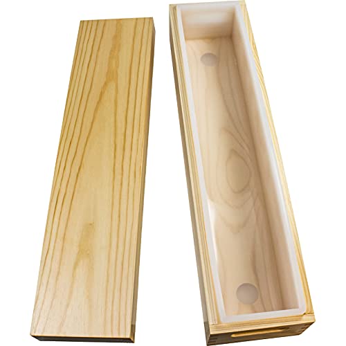Silikon-Seifenform – Flexible rechteckige Kastenform mit Holzbox und Holzabdeckung, handgefertigtes Seifenherstellungswerkzeug, 2500 ml für CP & MP Zubehör 2-2,3 kg von Hepgodin