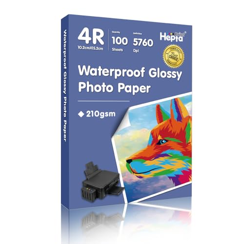 Hepta Print 100 Blatt Glänzendes Inkjet Fotopapier, 10x15 cm, 210g/m², mit Premium Hochglanz Advanced Kunstharz beschichtet, für Canon Epson HP Tintenstrahldrucker von Hepta Print