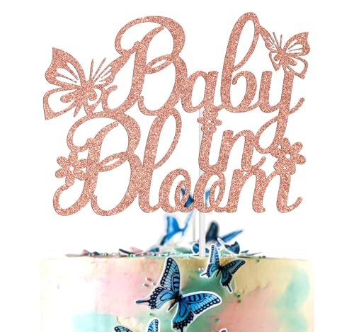 Baby in Bloom Tortenaufsatz, Frühlings-Willkommens-Baby-Schwangerschaftsankündigung, Blumen-Babyparty, Geschlechtsoffenbarung, Baby-Erster Geburtstag, Party-Dekoration, Roségold-Glitzer Baby in Bloom Tortenaufsatz, Frühlings-Willkommens-Baby-Schwangerschaftsankündigung, Blumen-Babyparty, Geschlechtsoffenbarung, Baby-Erster Geburtstag, Party-Dekoration, Roségold-Glitzer von Hequoyer