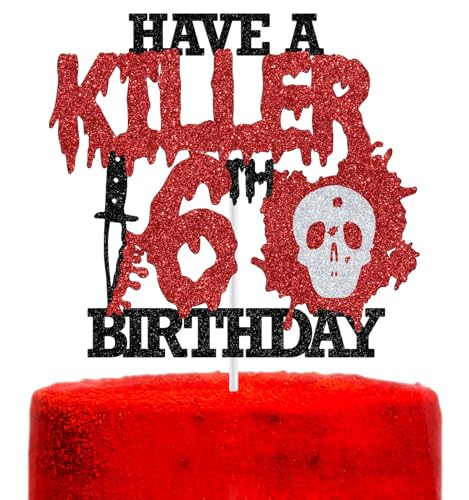 Have A Killer 16th Birthday Cake Topper Horror 16th Birthday Cake Decoration Boy Girl Halloween Theme Birthday Party Decoration Killer 16 Decor Black & Red Glitter von Hequoyer