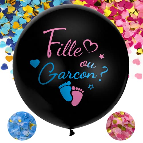 Gender Reveal Luftballon 36 Zoll,“Garçon ou fille” Ballon XXL,Geschlecht Verkünden Groß Latexballon mit Konfetti,Nadel, Einfaches Befüllen und geeignet für Helium,Gender Reveal Party Gender Reveal Luftballon 36 Zoll,“Garçon ou fille” Ballon XXL,Geschlecht Verkünden Groß Latexballon mit Konfetti,Nadel, Einfaches Befüllen und geeignet für Helium,Gender Reveal Party von Heracts