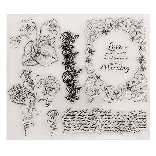 Blumen Blätter Clear Stamps, Schöne Blumen Silikonstempel Transparente Siegel Silikonsiegel Klare Stempel für Kartenherstellung Dekoration und DIY Sammelalbum Werkzeuge Fotoalbum Dekor von Herbests