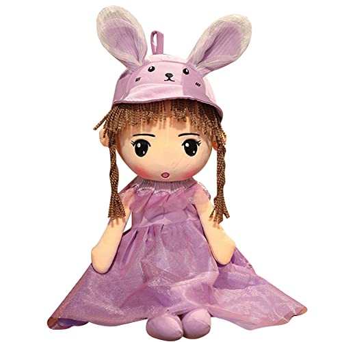 Herbests 50cm Stoffpuppen Mädchen, Schöne Kuschelpuppe mit Hut Rock Kleidung Niedliche Puppe Plüschpuppe Fee Puppe Plüschspielzeug Cartoon Deko Toy Geschenk Gift für Kinder Baby Mädchen,Lila von Herbests