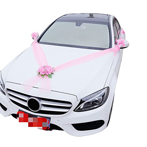Herbests Autoschmuck Hochzeit, Auto Schmuck Braut Paar Rose Blumendekoration Brautblume Hochzeitsschmuck Auto Wedding Deko Girlande Hochzeitsschmuck Hochzeitsauto,Rosa von Herbests