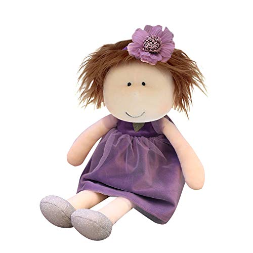 Herbests Kuschelpuppe Weiche Stoffpuppe mit Kleidung und Haaren für Kinder von 0-5 Jahren, Mädchen Geschenke Baby Puppe Weiche Puppe Handmade Textilpuppen Gefüllte Puppen Rag Dolls,Lila,35CM von Herbests