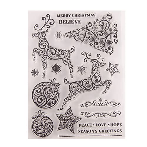 Herbests Weihnachten Stempel, Weihnachten Silikon Klar Stempel mit Schneeflocke Weihnachtsmann Hirsch Weihnachtsbaum Frohe Transparente Silikon-Stempel für DIY Karte Journal Scrapbooking Fotoalbum Herbests Weihnachten Stempel, Weihnachten Silikon Klar Stempel mit Schneeflocke Weihnachtsmann Hirsch Weihnachtsbaum Frohe Transparente Silikon-Stempel für DIY Karte Journal Scrapbooking Fotoalbum von Herbests