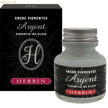 4 x Herbin Kalligraphie-Tinte 30ml deckend silber von Herbin