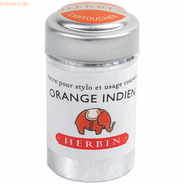 6 x Herbin Tintenpatronen VE=Dose mit 6 Stück Indisch orange von Herbin