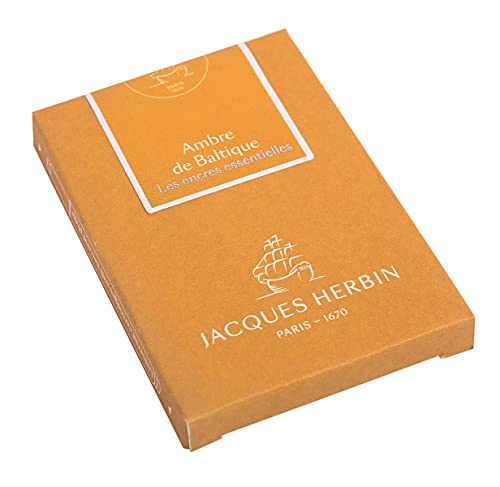 J.Herbin 11041JT - Packung mit 7 großen Tintenpatronen Essentielles, internationale Größe 1,35ml, ideal für Füllfederhalter und Tintenroller, Bernstein, 1 Pack von J.Herbin