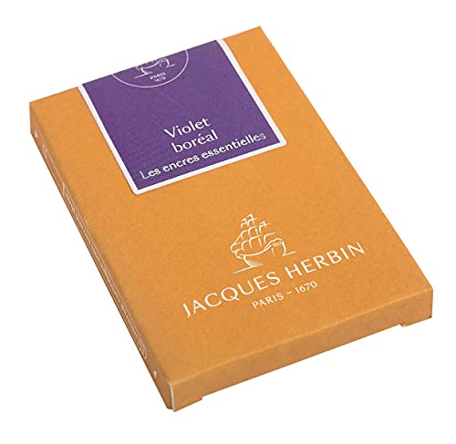 J.Herbin 11073JT - Packung mit 7 großen Tintenpatronen Essentielles, internationale Größe 1,35ml, ideal für Füllfederhalter und Tintenroller, Lila, 1 Pack von J.Herbin