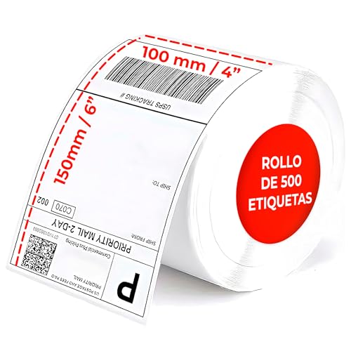 Thermo-Etiketten, 100 x 150 mm, 500 Stück, kompatibel mit Zebra, MUNBYN und mehr, Thermodruck und lesbar von HerboAhorro