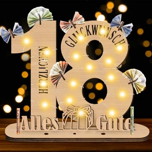 Herbst 18. Geburtstag Geldgeschenk Mädchen Junge, 18. Geburtstag Mädchen Originelle Geschenk Holz-Schild mit LED Gästebuch, Geldgeschenke für Jubiläum, Personalisierbares Geschenk Herbst 18. Geburtstag Geldgeschenk Mädchen Junge, 18. Geburtstag Mädchen Originelle Geschenk Holz-Schild mit LED Gästebuch, Geldgeschenke für Jubiläum, Personalisierbares Geschenk von Herbst