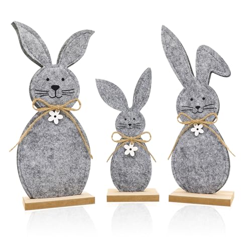 Herbst 3 Stück Deko Aufsteller für Ostern, Osterhasen Deko Groß aus Holz und Filz Osterdeko zum Hinstellen, Ostern Rabbit Dekoration Innen Osterdekoration Natürlich von Herbst