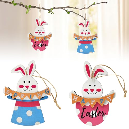 Herbst 2 Stück Osterhase Deko aus Holz, Osterhasen Anhänger Holz Deko, Osterdeko Holz Hase Deko Aufsteller für Ostern, Drinnen Draußen Tischdekoration Garten Ostern Frühling Dekoration von Herbst