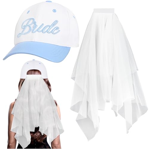 Hercicy Bachelorette Baseball Weiß und Blau Braut Trucker Hut, abnehmbarer Schleier für Bach-Party-Dekorationen, Braut-Kopfkappe, Zubehör, Brautjungfergeschenk, Verlobungs-Partyzubehör für Frauen Hercicy Bachelorette Baseball Weiß und Blau Braut Trucker Hut, abnehmbarer Schleier für Bach-Party-Dekorationen, Braut-Kopfkappe, Zubehör, Brautjungfergeschenk, Verlobungs-Partyzubehör für Frauen von Hercicy