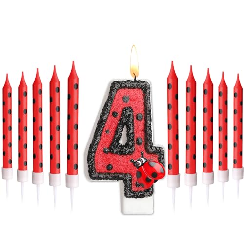 Herdear Marienkäfer Nummer 1-9 Geburtstag Kuchenkerze Ziffern Geburtstagskerzen Geburtstagsdeko Schwarz Rot Marienkäfer Punkt Tortenkerzen Marienkäfer Kerzen für 4. Geburtstag Baby Party (Nummer 4) Herdear Marienkäfer Nummer 1-9 Geburtstag Kuchenkerze Ziffern Geburtstagskerzen Geburtstagsdeko Schwarz Rot Marienkäfer Punkt Tortenkerzen Marienkäfer Kerzen für 4. Geburtstag Baby Party (Nummer 4) von Herdear