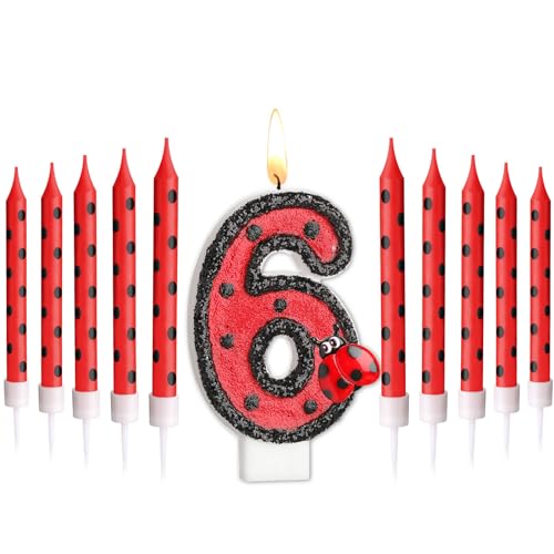 Herdear Marienkäfer Nummer 1-9 Geburtstag Kuchenkerze Ziffern Geburtstagskerzen Geburtstagsdeko Schwarz Rot Marienkäfer Punkt Tortenkerzen Marienkäfer Kerzen für 6. Geburtstag Baby Party (Nummer 6) Herdear Marienkäfer Nummer 1-9 Geburtstag Kuchenkerze Ziffern Geburtstagskerzen Geburtstagsdeko Schwarz Rot Marienkäfer Punkt Tortenkerzen Marienkäfer Kerzen für 6. Geburtstag Baby Party (Nummer 6) von Herdear