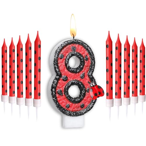 Herdear Marienkäfer Nummer 1-9 Geburtstag Kuchenkerze Ziffern Geburtstagskerzen Geburtstagsdeko Schwarz Rot Marienkäfer Punkt Tortenkerzen Marienkäfer Kerzen für 8. Geburtstag Baby Party (Nummer 8) Herdear Marienkäfer Nummer 1-9 Geburtstag Kuchenkerze Ziffern Geburtstagskerzen Geburtstagsdeko Schwarz Rot Marienkäfer Punkt Tortenkerzen Marienkäfer Kerzen für 8. Geburtstag Baby Party (Nummer 8) von Herdear