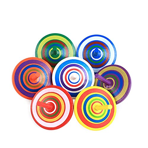 Herefun 16 Stück Kreisel aus Holz, Spielzeugkreisel aus Holz, Holzkreisel Bemalung Farbenfroher, Farbmischung, Mitgebsel (Zufällige Farbe) von Herefun