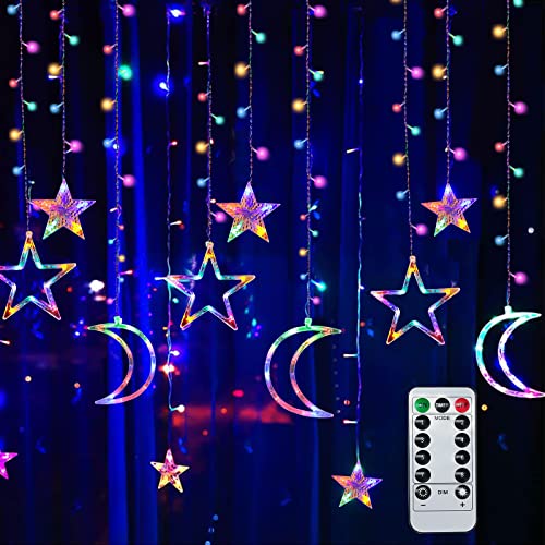 Herefun 3.5m Stern Mond Lichterketten, Ramadan Lichterkette, LED Lichtervorhang mit Mond und Sterne, Batteriebetrieben, Muslimisches Nachtlicht, Lichterketten für Weihnachten Ramadan Dekoration von Herefun