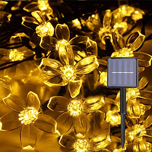 Herefun Blumen Lichterkette, 7 M 50 LED Blumen Lichterkette Solar String Lights Freien Wasserdicht Beleuchtung für Party, Weihnachten, Outdoor, Fest Deko Usw (Warmweiss) (Blume) von Herefun