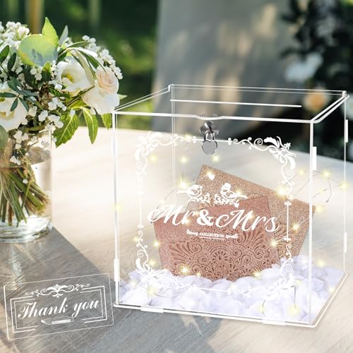 Herenear Hochzeit Kartenbox aus Acryl, Hochzeitsbox Geschenkkarten, Hochzeit Kartenbox Box, Acryl Hochzeitskartenbox mit Schloss, Klar DIY Große Geschenkkartenboxen für Geburtstag Jubiläum Baby Shower Herenear Hochzeit Kartenbox aus Acryl, Hochzeitsbox Geschenkkarten, Hochzeit Kartenbox Box, Acryl Hochzeitskartenbox mit Schloss, Klar DIY Große Geschenkkartenboxen für Geburtstag Jubiläum Baby Shower von Herenear