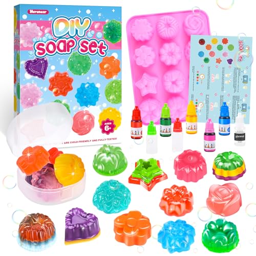 Herenear Seifen Selber Machen Set für Kinder 8+, Seifen-Set Zum Selbermachen für Kinder, Kreativ Spielzeuge Kindergeburtstag Weihnachts Geschenk von Herenear