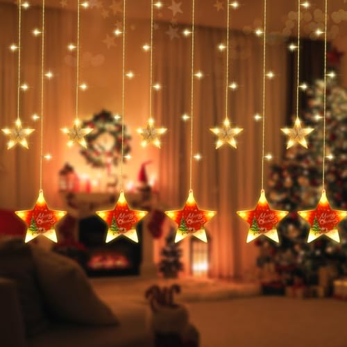 Hereneer LED Sterne Weihnachtsdeko, 3.3M LED Weihnachtsbeleuchtung mit 8 Modi Fernbedienungen, LED Sterne Lichterkette für Fensterdeko weihnachtsdeko Innen Außen von Hereneer