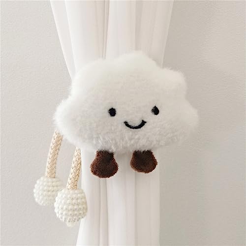 Herfair 2 Stück Vorhänge Raffhalter, Gardinenclips Cartoon Wolken Vorhang-Clips, Wolken Vorhanghalter, Gardinen Haken Ringe Wolken für Kinderzimmer Dekoration (Weiß) von Herfair