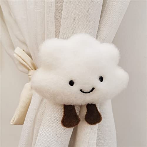 Herfair 2 Stück Vorhang Raffhalter, Vorhang-Clips, Cartoon Wolken Vorhanghalter, Gardinen Haken Ringe Wolken für Kinderzimmer Dekoration (Weiß) von Herfair