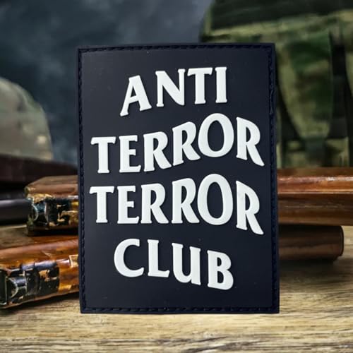 ANTI TERROR CLUB Patch Glow in The Dark Taktische PVC-Material Klett Patch Gummi Aufnäher Mit Klettverschluss von Herfair