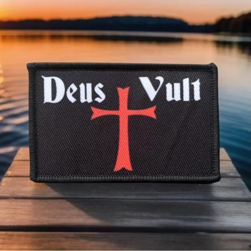 Fun Patches Militär Patch - "Deus Vult" Klett Patches, Aufnäher Taktische Moral Badge, Klettpatches, Für Taktische Kleidung Rucksack Baseballkappe von Herfair