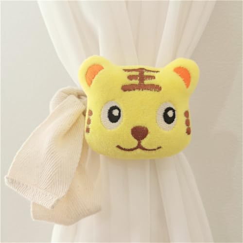 Herfair 2 Stück Gardinenclips Raffhalter Seil, Cartoon Löwe Tiger Vorhänge Raffhalter, Löwe Vorhanghalter, Vorhänge Vorhangclips für Kinderzimmer Dekoration (Tiger) von Herfair