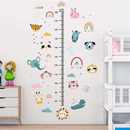 Herfair Kinder Höhe Diagramm Wandtattoo, DIY Messlatte Kinderzimmer Wandsticker Wald Tiere Höhe Messen Wandaufkleber Abnehmbar DIY Wandbild Wand Sticker für Kinderzimmer (Regenbogen) von Herfair