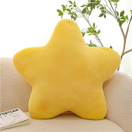 Herfair Kuschelkissen Kinder Sternkissen, Weiche Flauschige Sternform Zierkissen Sofakissen, Plüsch Kissen Dekokissen für Kinderzimmer Schlafzimmer Deko (Gelb,50 cm) von Herfair