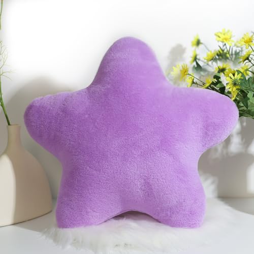 Herfair Kuschelkissen Kinder Sternkissen, Weiche Flauschige Sternform Zierkissen Sofakissen, Plüsch Kissen Dekokissen für Kinderzimmer Schlafzimmer Deko (Lila,30 cm) von Herfair