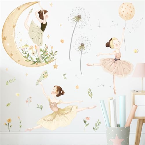 Herfair Wandsticker Kinderzimmer Wandtattoo Tanzendes Mädchen Wandaufkleber Kinder Wanddeko Aufkleber für Mädchen Babyzimmer Deko von Herfair