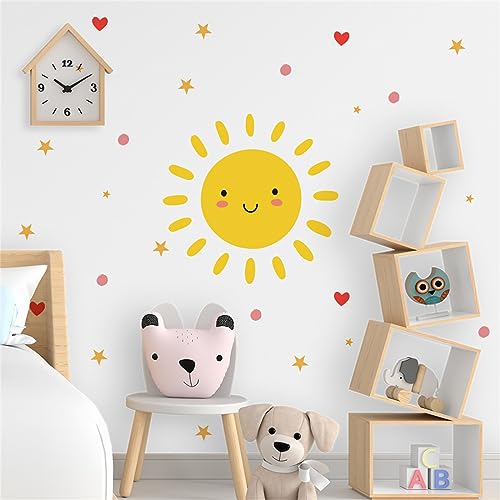 Herfair Wandtattoo Kinderzimmer Deko, Smiley Sonne Wandsticker DIY Wasserdicht Wandaufkleber, Wanddeko Aufkleber Geschenk für Kinder (B) von Herfair