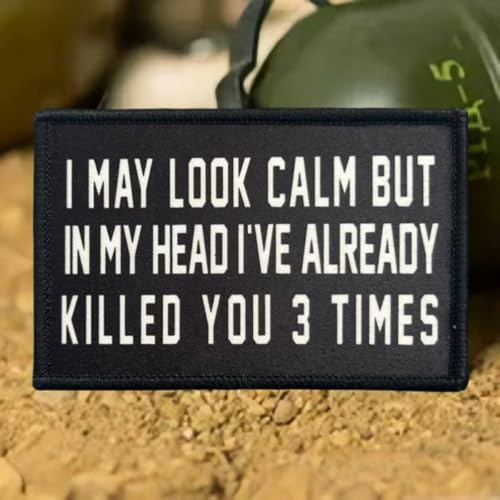 I MAY LOOK CALM Moral Patch - Lustig Patches, Taktische Militär Patch - Hook and Loop Patches - Perfekt Für Ihre Taktische Militär Armee Ausrüstung, Rucksack, Mütze, Weste von Herfair