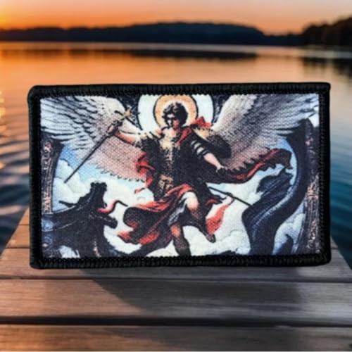 Klett Patch „Erzengel Michael“ Lustige christliche Aufnäher, die im Allgemeinen als DIY-Dekorationsaufkleber auf Militärrucksäcken, Flugjacken und Baseballmützen verwendet werden. von Herfair